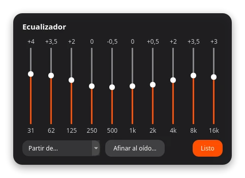 El ecualizador gráfico de diez bandas